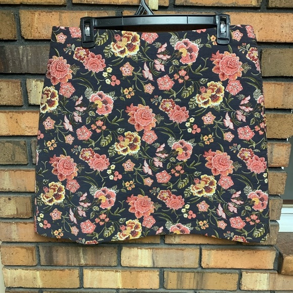 Loft Floral Mini Skirt with Pink and Yellow Flowers - Picture 1 of 4